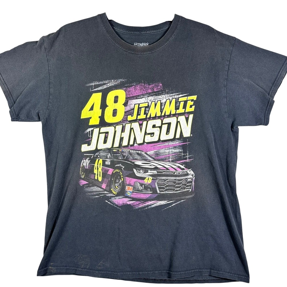 Jimmie Johnson T Shirt Mens Large Black NASCAR Racing 48